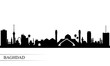 Baghdad city skyline silhouette background
