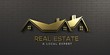 Real Estate Gold Logo Design. 3D Rendering Illustration