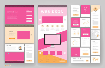 Wall Mural - Website template design with interface elements