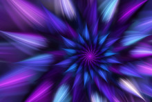 Abstract Exotic Flower With Blue And Violet Petals. Fantasy Fractal Design. Psychedelic Digital Art. 3D Rendering.