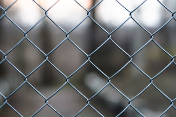  Close up Chain Fence. Metal mesh