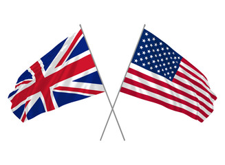 UK and USA combined flags waving