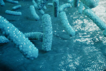 Wall Mural - 3d illustration pathogenic viruses causing infection in host organism. viral disease epidemic. virus