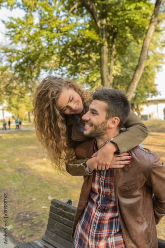 Beautiful Long Haired Girl Hugging Her Boyfriend Buy This Stock