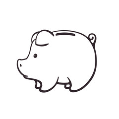 Wall Mural - Doodle of piggy bank for cash money in side view