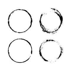 Poster - Grunge round frames isolated on transparent background. Vector design element set.
