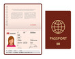 © Golden Sikorka - Vector Blank open passport template. International passport with sample personal data page. Document for travel and immigration. Isolated vector illustration.