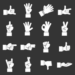 Poster - Hand gesture icons set grey vector