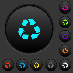 Canvas Print - Recycling dark push buttons with color icons