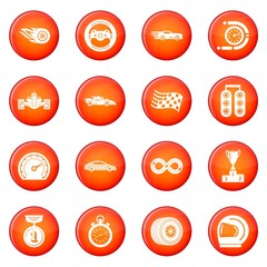 Poster - Car race icons set red vector