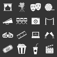 Poster - Cinema icons set grey vector