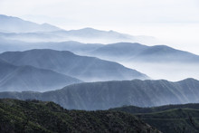 Layers Of Misty Ridges In The San Gabriel Mountains In Los Angeles County, California