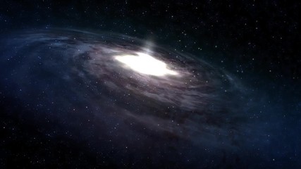 Wall Mural - A slow approach to a large spiral galaxy in deep space.  	
