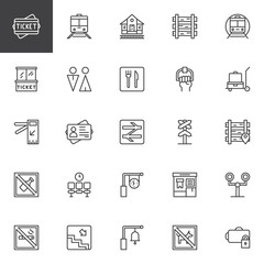 Aufkleber - railway outline icons set. linear style symbols collection, line signs pack. vector graphics. set in