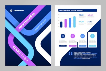 Fototapete - Business flyer template design. Data graphs. Vector financial and marketing charts.
