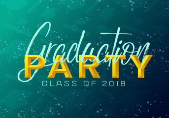 Sticker - Graduation label. Vector text for graduation design, congratulation event, party, high school or college graduate. Lettering Class of 2018 for greeting, invitation card