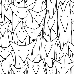 Poster - Foxes family, seamless coloring pattern for your design
