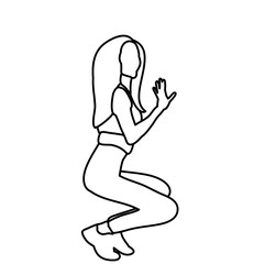 Wall Mural - sketch of a girl, a woman dances on a white background