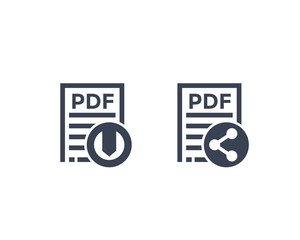 Poster - PDF document, download pdf file and share vector icons on white