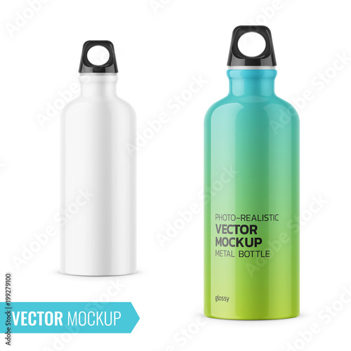 Cuadros en Lienzo White metal water bottle template.