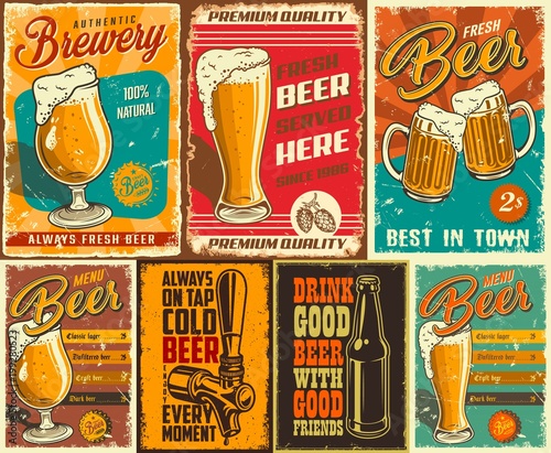 Plakaty retro  zestaw-plakatu-piwa