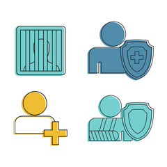 Poster - Human sign icon set, color outline style