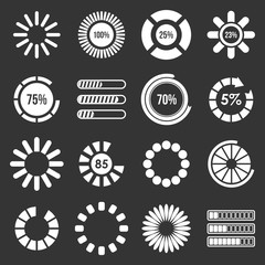 Poster - Loading bars and preloaders icons set grey vector