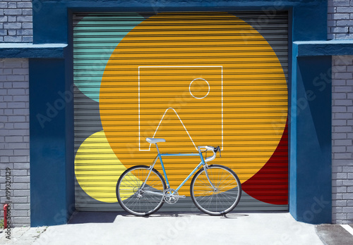 Download Urban Mural With Bicycle Mockup Stock Template Adobe Stock