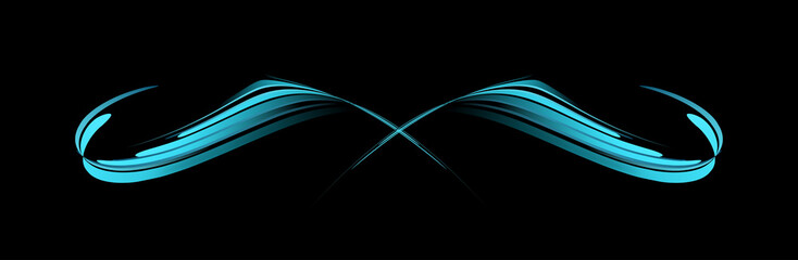 Poster - Modern Blue Filigree Ornament for Presentation and Decoration . Decorative Design Element on Black Background