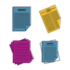 Poster - Contract paper icon set, color outline style