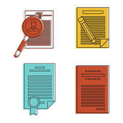 Poster - Cv paper icon set, color outline style