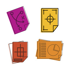 Poster - Architectural paper icon set, color outline style
