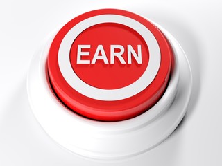 Poster - Earn red circular push button - 3D rendering