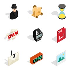 Poster - Telecasting icons set, isometric style
