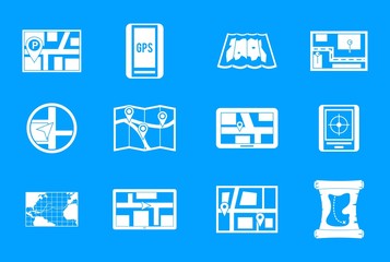 Poster - Gps map icon blue set vector