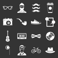 Hipster icons set grey vector