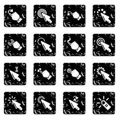 Poster - Hand click icons set grunge vector