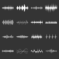 Poster - Sound wave icons set grey vector