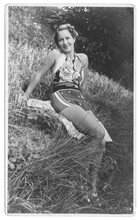 Young Woman Wearing Swimwear In 1934. Black And White