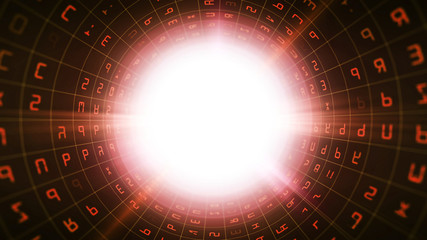 Poster - Round Red Binary Tube with Orange Signs