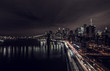 Manhattan downtown night time skyline