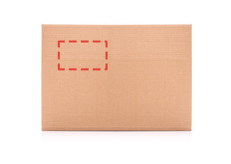 Wall Mural - Cardboard box on white background.