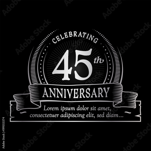 Photographie 45th anniversary design template. Vector and illustration.