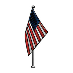 Wall Mural - american flag on stand national symbol vector illustration drawing