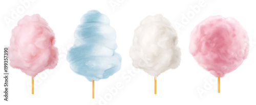 Fotomural Cotton candy. Sugar clouds 3d vector icon set
