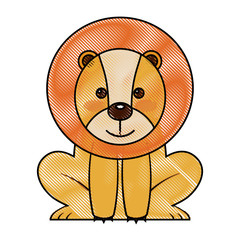 Sticker - cute lion sit african animal zoo vector illustration drawing