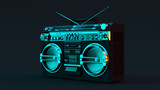 Boombox Moody 80s lighting 3d illustration	