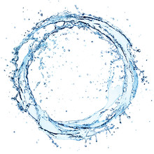 Water Splash In Circle - Round Shape On White