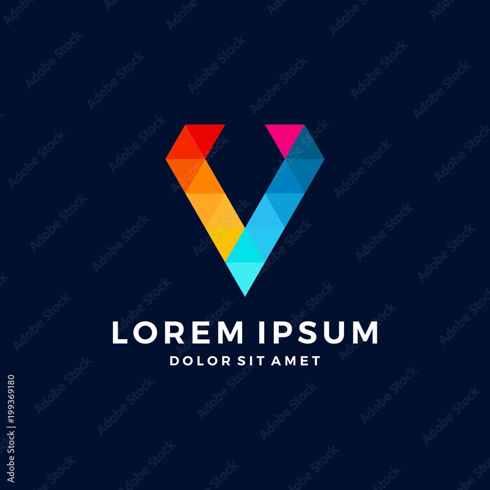V letter diamond pixel triangle colorful logo vector Stock Vector ...