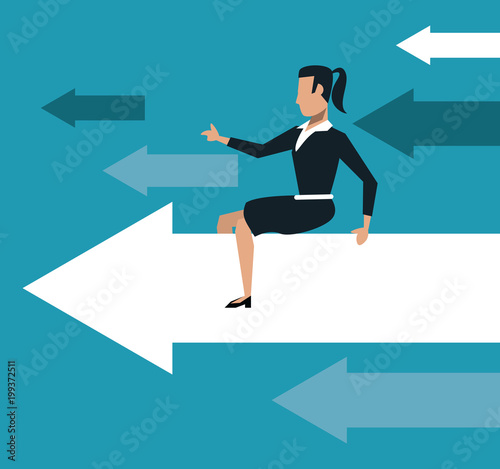 Cuadros en Lienzo Business woman over progressive arrows vector illustration graphic design